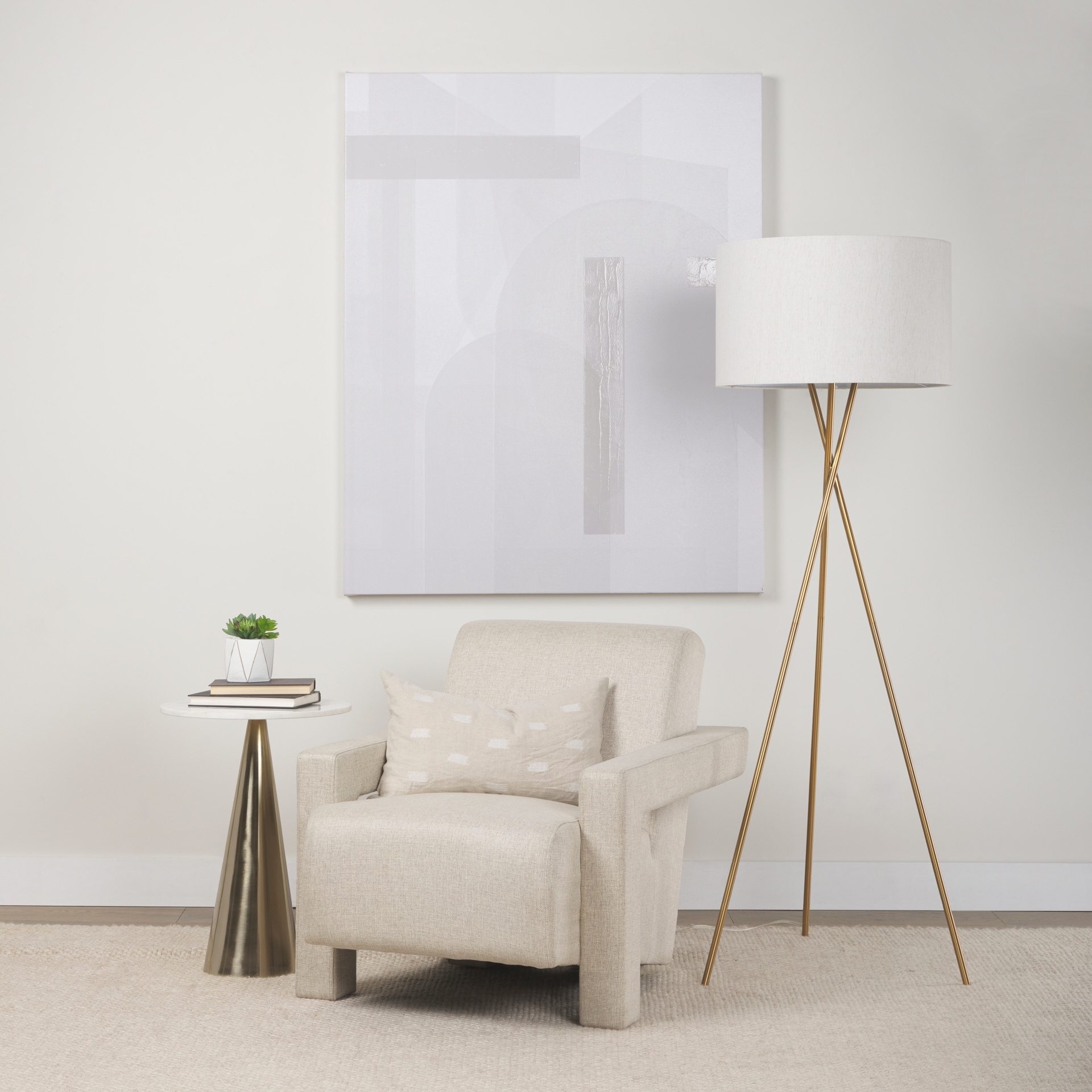 Sovereign Beige Fully Upholstered Accent Chair - 28.2"W x 34.7"D x 29.5"H