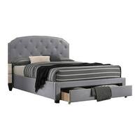 Nue Queen Upholstered Bed with Curved Tufted Headboard, Nailhead Trim ...
