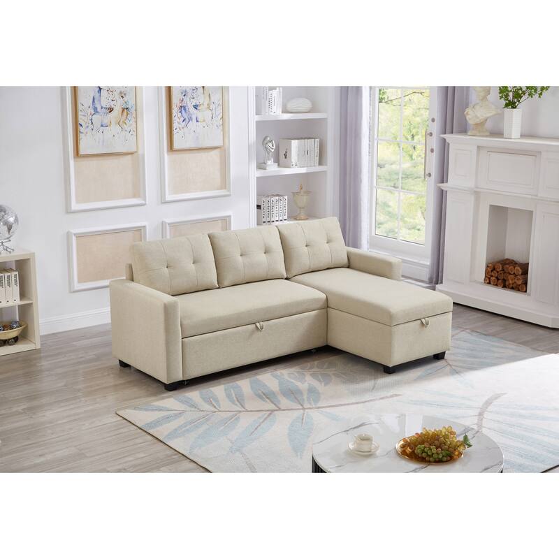GDFStudio - Ethan Modern Pull-Out Sectional Sofa with Storage Chaise and Reversible Layout
