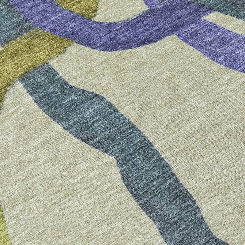 Machine Washable Indoor/ Outdoor Abstract Links Chantille Rug