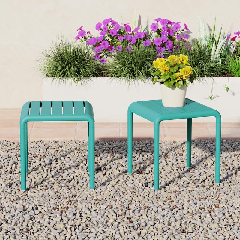 Frond and Form Square Outdoor Side Table (Set of 2)