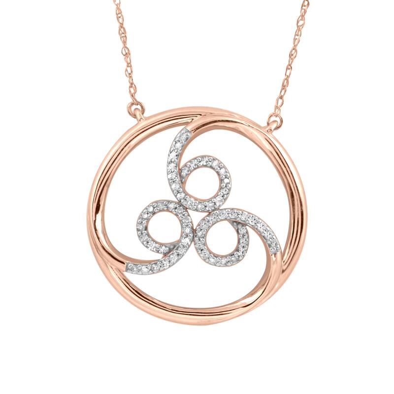 1/8ct TDW Four Elements of Nature-Wind Diamond Pendnat in Silver by De Couer - Pink Plated