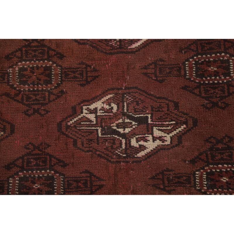 Hand Knotted Oriental 100% Wool Carpet Traditional All-Over Red Bokhara Area Rug - 12' 3'' X 8' 0''
