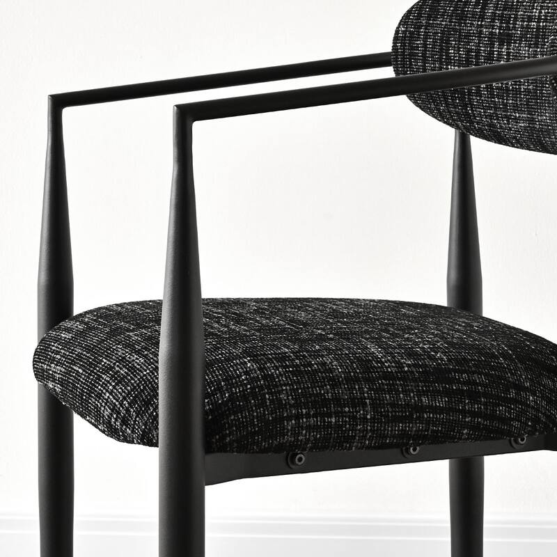 Modern Upholstered Arm Counter Stool with Metal Frame Leg(Set of 2)