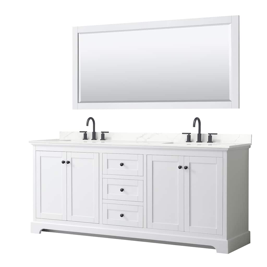 Avery 80-inch Double Vanity, Quartz Top, 70-inch Mirror