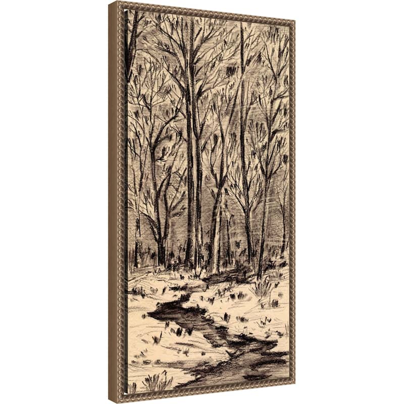 First Sunlight I by Melissa Wang (14 x 27 in.), Framed Canvas Wall Art Print - Sylvie Beaded Dark Gold