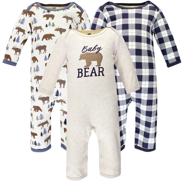 slide 1 of 1, Hudson Baby Infant Boy Cotton Coveralls, Moose Bear 12 - 18 Months - Brown/Blue