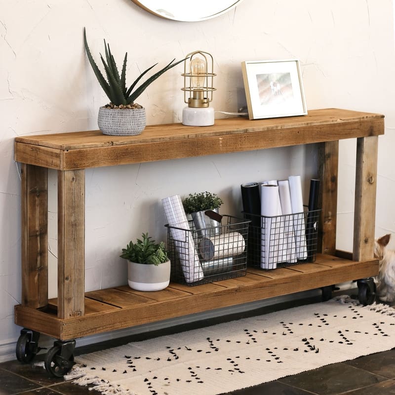 Natural 60" Luxe Console on Wheels