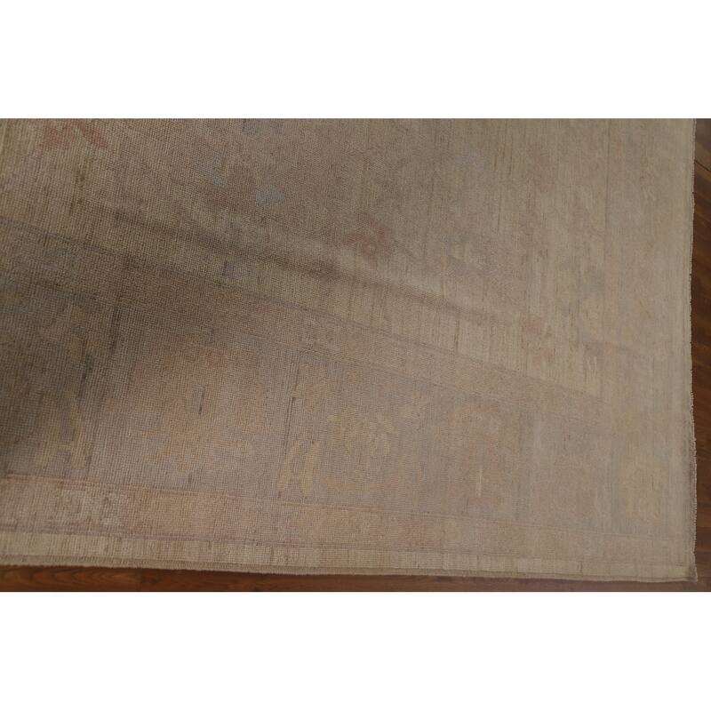 Floral Oushak Turkish Area Rug Handmade Oriental Yellow Wool Carpet - 9'0"x 11'11"