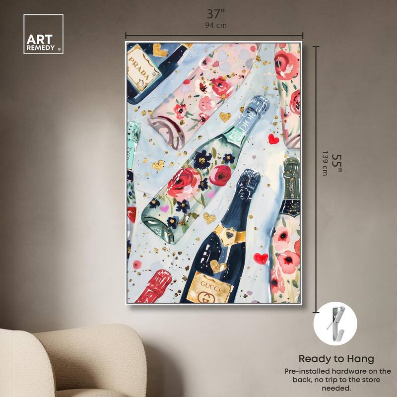 Fun Floral Champagne Canvas by Art Remedy