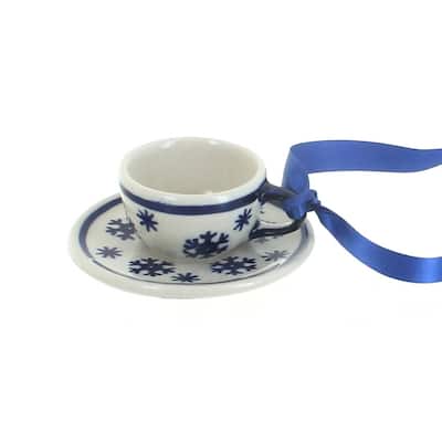 Blue Rose Polish Pottery D076 Manufaktura Cup & Saucer Ornament