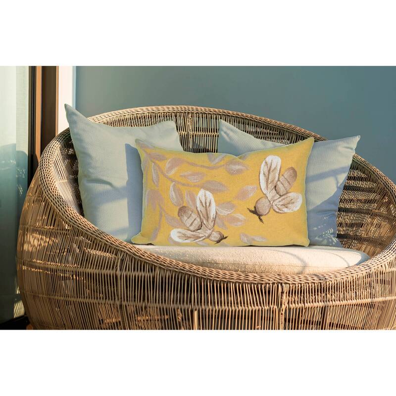Liora Manne Visions III Bees Indoor/Outdoor Pillow Honey 12"X20" - Accent - 12" x 20" - Polyester - Gold