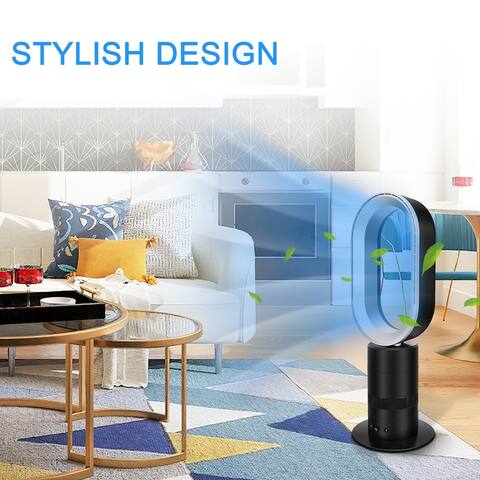 27 in. Black Swivel Bladeless Tower Fan Floor Fan, Adjustable Speeds