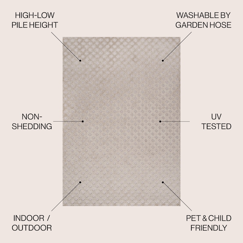 JONATHAN Y Citta High-Low Pile Mini-Diamond Trellis Indoor/Outdoor Area Rug