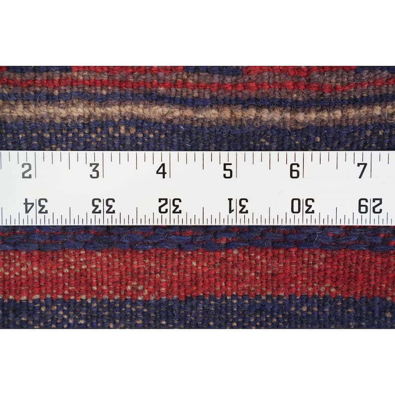 Hand Knotted Oriental 100% Wool Carpet Traditional Tribal Navy Blue & Blues Balouch Runner Rug - 8' 1'' X 2' 0''