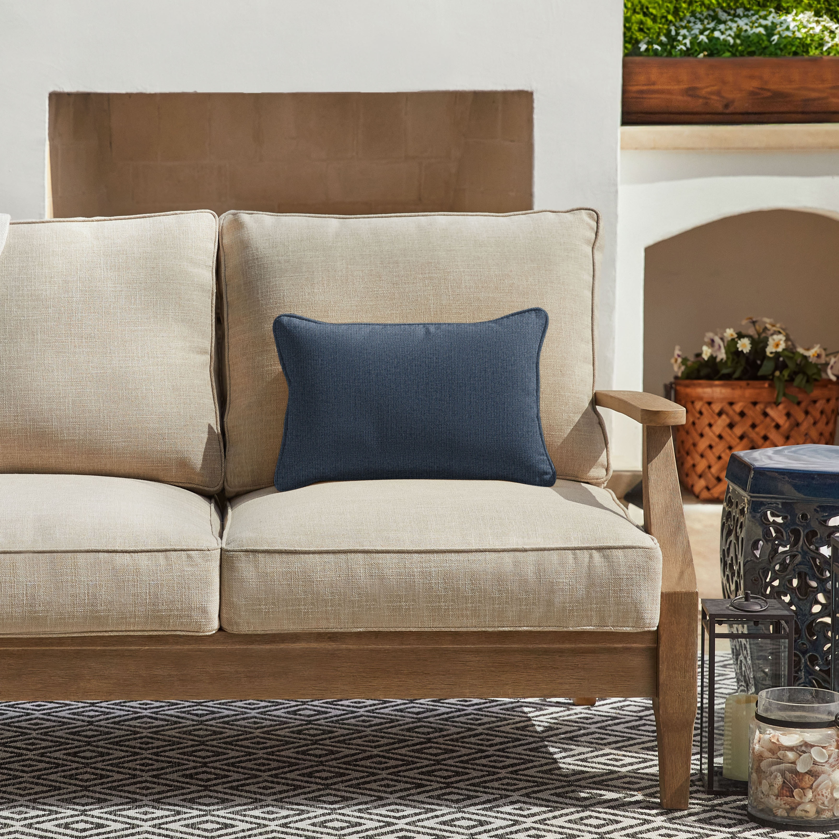Sunbrella Textured Indoor/Outdoor Corded Lumbar Pillow (Single)