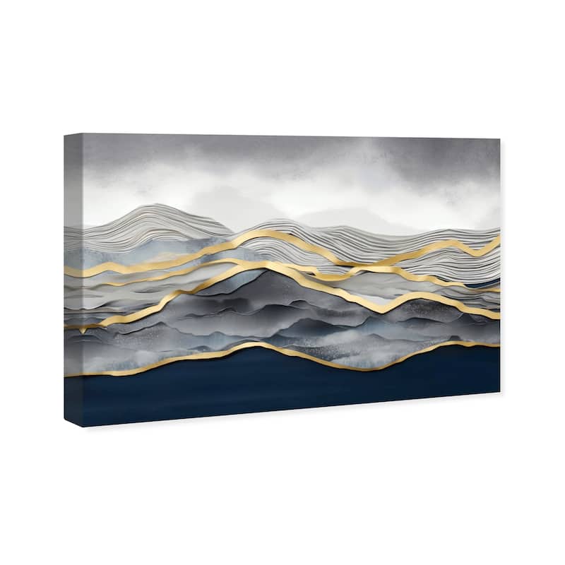 Wynwood Studio Canvas Abstract Flowing Water Currents Gray and Metallic Gold Glam Wall Art Canvas Print