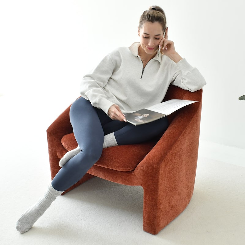 Chenille Upholstered Barrel Chair