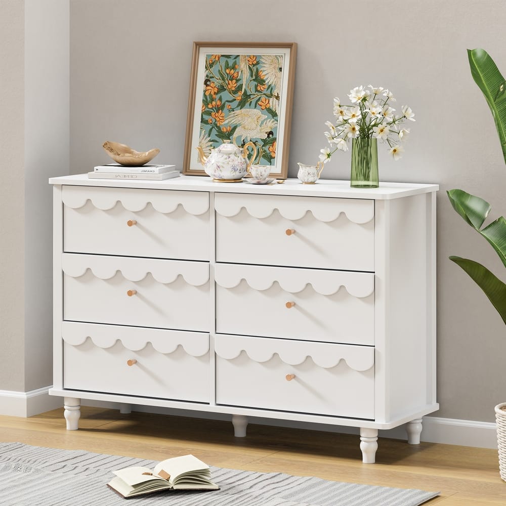 Whimsical Cloud Dresser with 6 Drawers Cute Kids Bedroom Storage