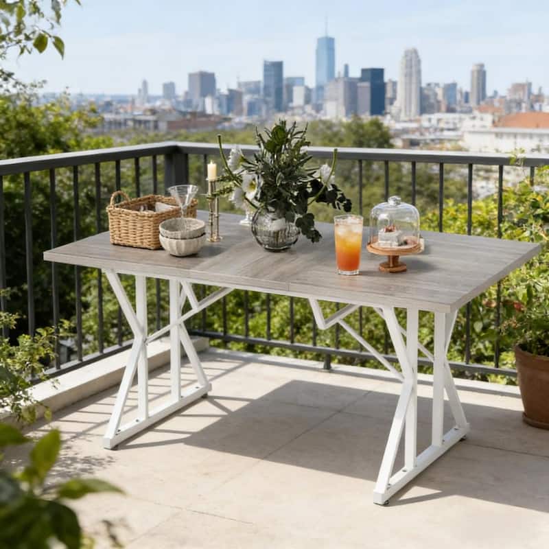 Expandable Dining Table Meeting Table, Wood Kitchen Table, Home Office Table with Trestle Base, Seats 4-6