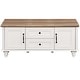 preview thumbnail 8 of 10, Light Wood Coffee Table with Drawer & Cabinet, Rustic Center Table