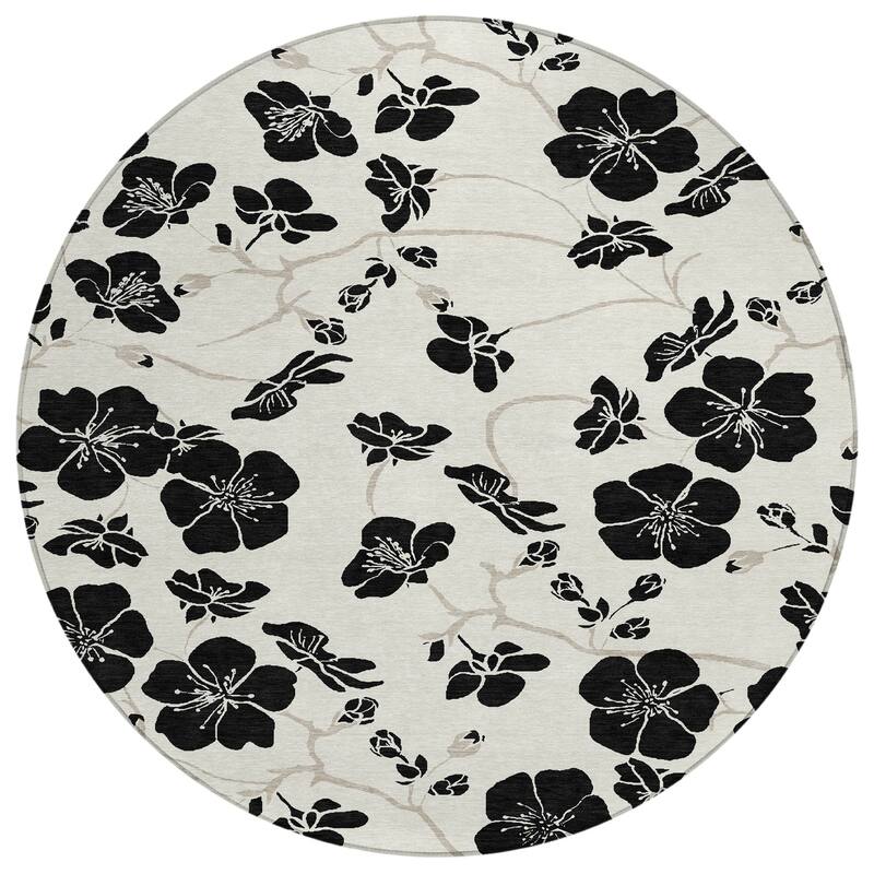 Machine Washable Indoor/ Outdoor Floral Zen Chantille Rug