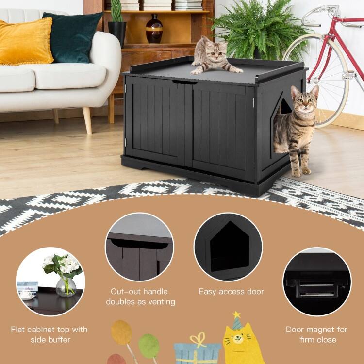 Multifunctional Cat House with Double Doors and Extra Countertop Space