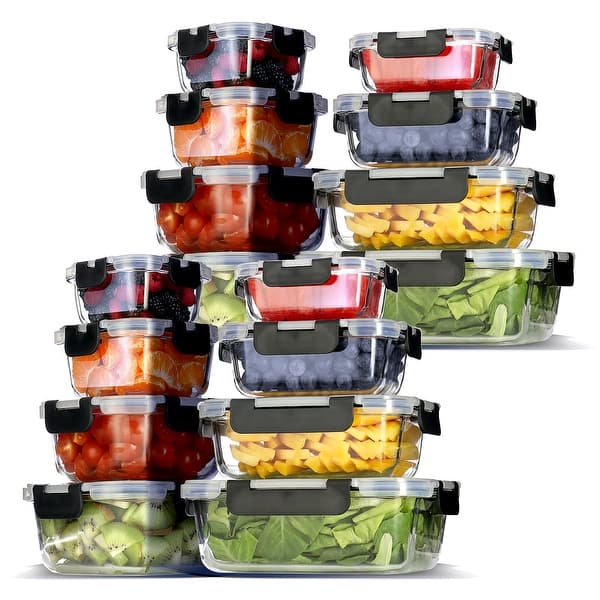 Empyrean Glass Food Storage Containers with Lids - 16 Pack