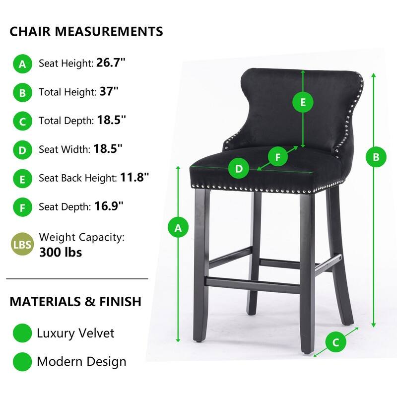 Upholstered Wing Back Bar Stools (Set of 4)