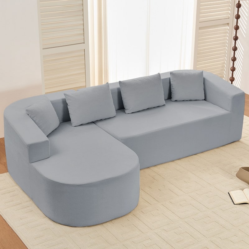 Mixoy 98 inch Chenille L Shape Sectional Sofa with Curved Chaise,Modern Cloud 3 Seater Sofa Couch