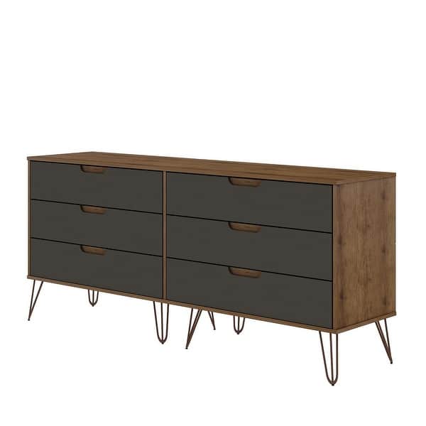 short dresser legs Manhattan Comfort Rockefeller 6-Drawer Double Low Dresser with Metal Legs -  Bed Bath & Beyond