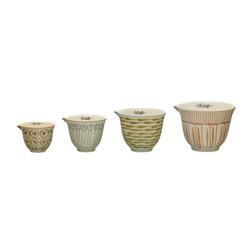 Stoneware Measuring Cups with Pour Spout - 11.3"L x 10.4"W x 8.8"H - Multi - 11.3"L x 10.4"W x 8.8"H