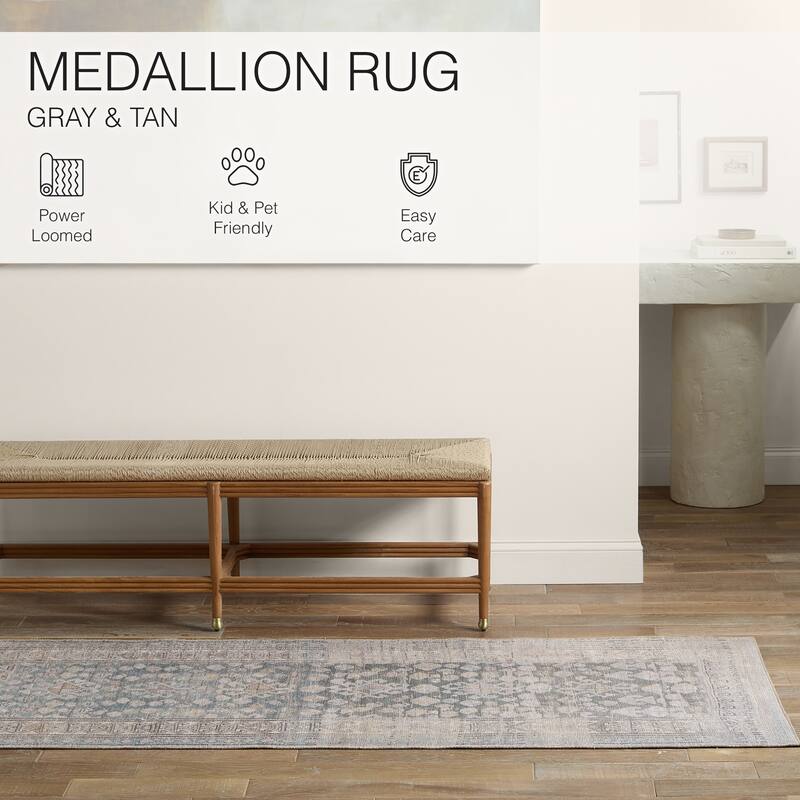 Oakley Machine Washable Medallion Area Rug