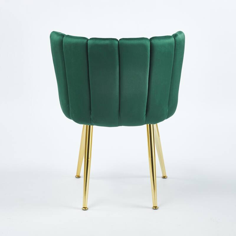 Modern Velvet Dining Chair Set of 2, with Iron Tube Golden Legs and Comfortable Backrest