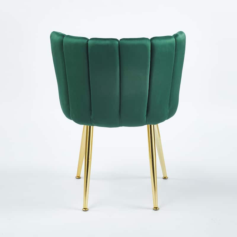 Modern dining chair(set of 2 ) with iron tube golden color legs, velvet and comfortable backrest