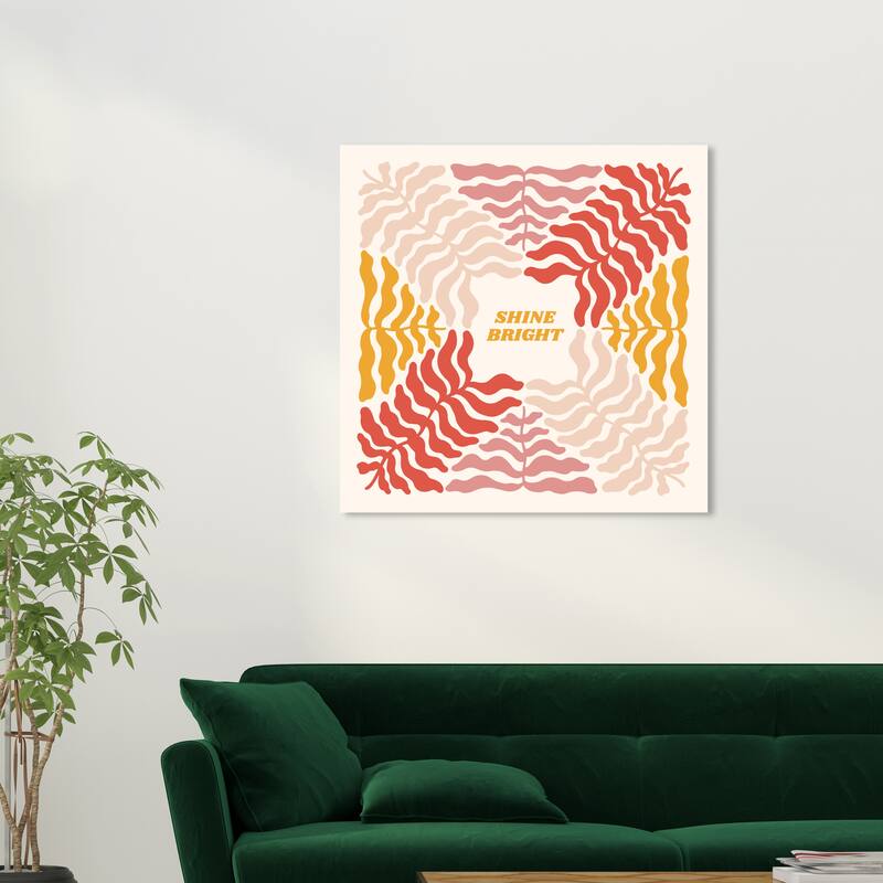 Wynwood Studio Canvas Typography and Quotes Shine Bright Leaf Orange Modern & Contemporary Wall Art Canvas Print