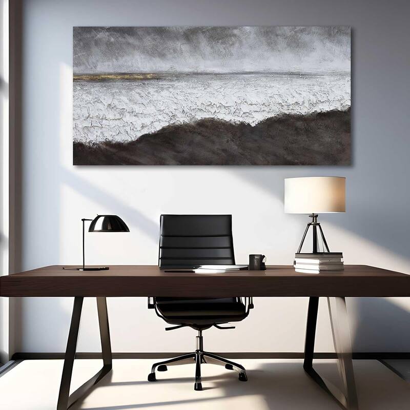 Black Abstract Wall Art White Painting Contemporary