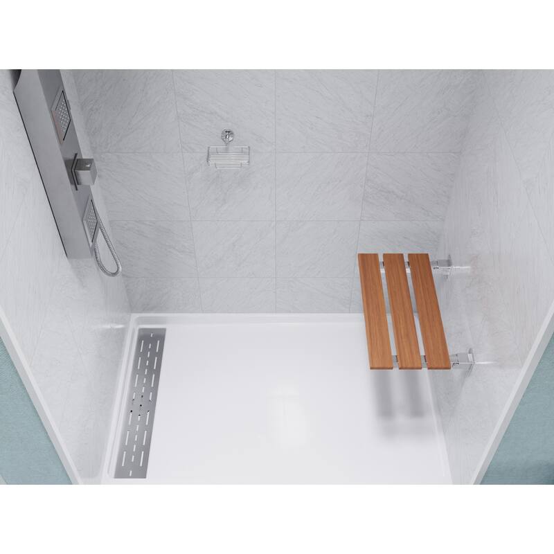 ANZZI Bohemian 12.4 in. Teak Wall Mounted Shower Seat