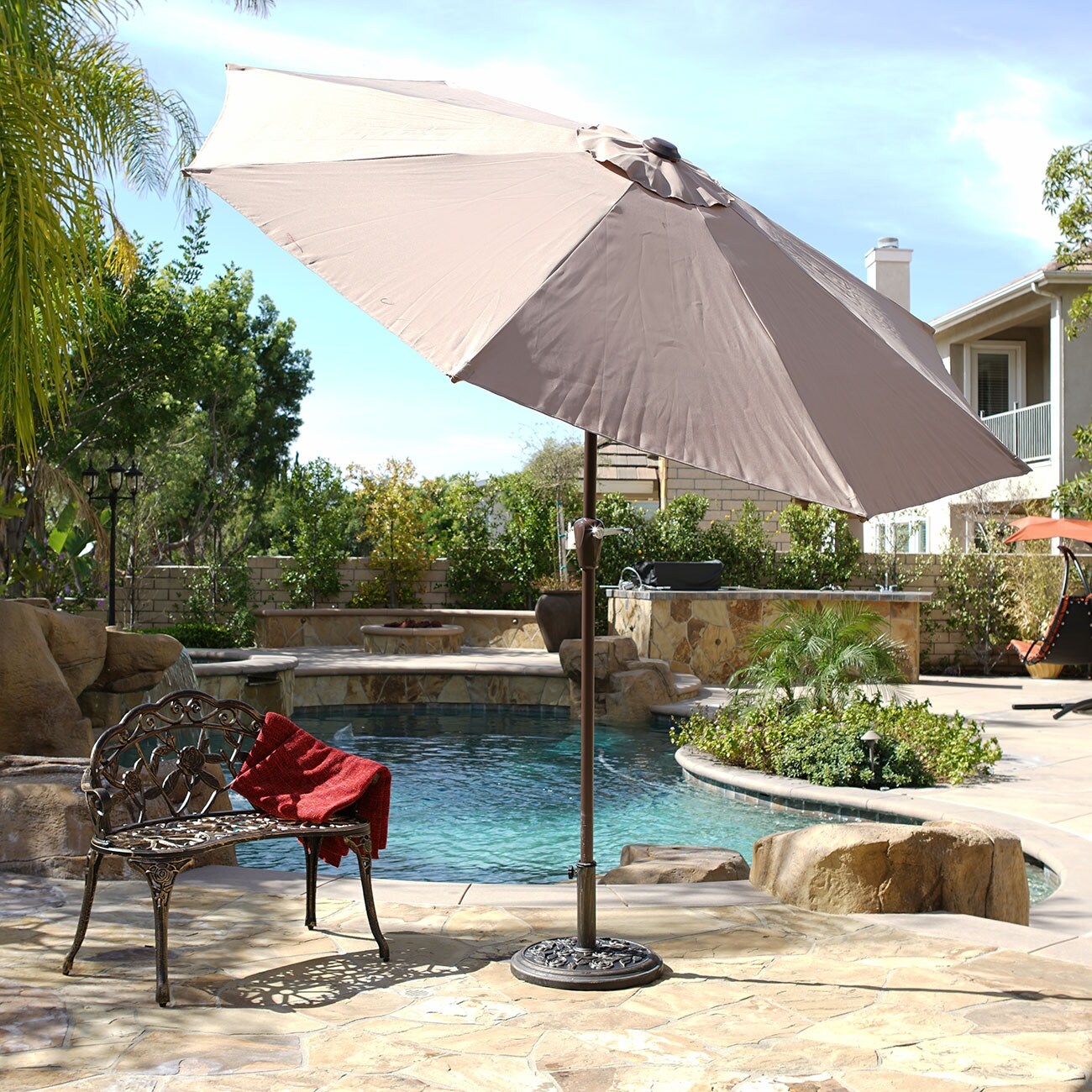 Shop Black Friday Deals On Belleze 9ft Patio Lawn Umbrella Canopy Cover Shade Tilt Function Beige Overstock 15921577