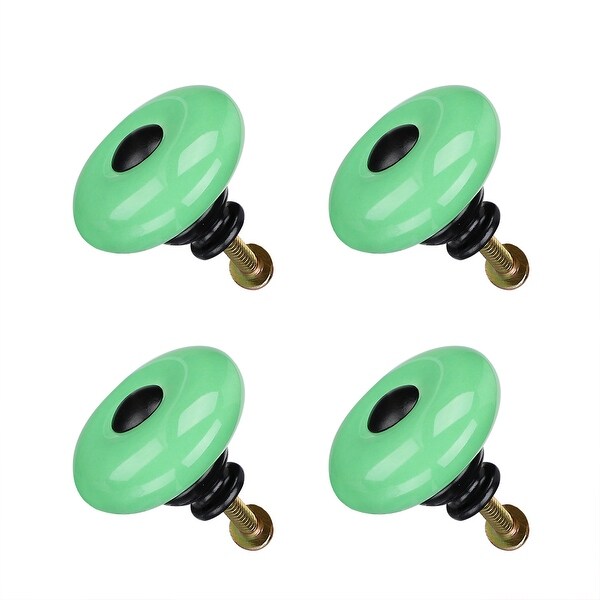 4pcs Ceramic Knobs Pull Handle Furniture Drawer Cabinet Cupboard Wardrobe Dresser Storage Boxes Accessories 32mm Dia Green