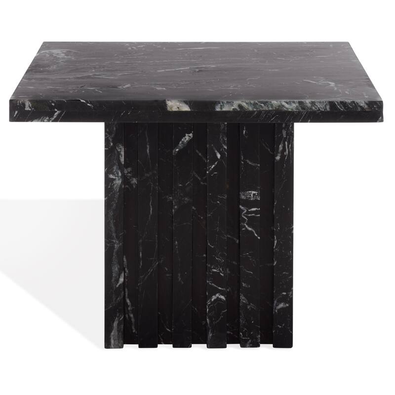 SAFAVIEH Couture Eftenia Tall Square Marble Accent Table - 21 In W x 21 In D x 16 In H - 21"W x 21"D x 16"H - Black