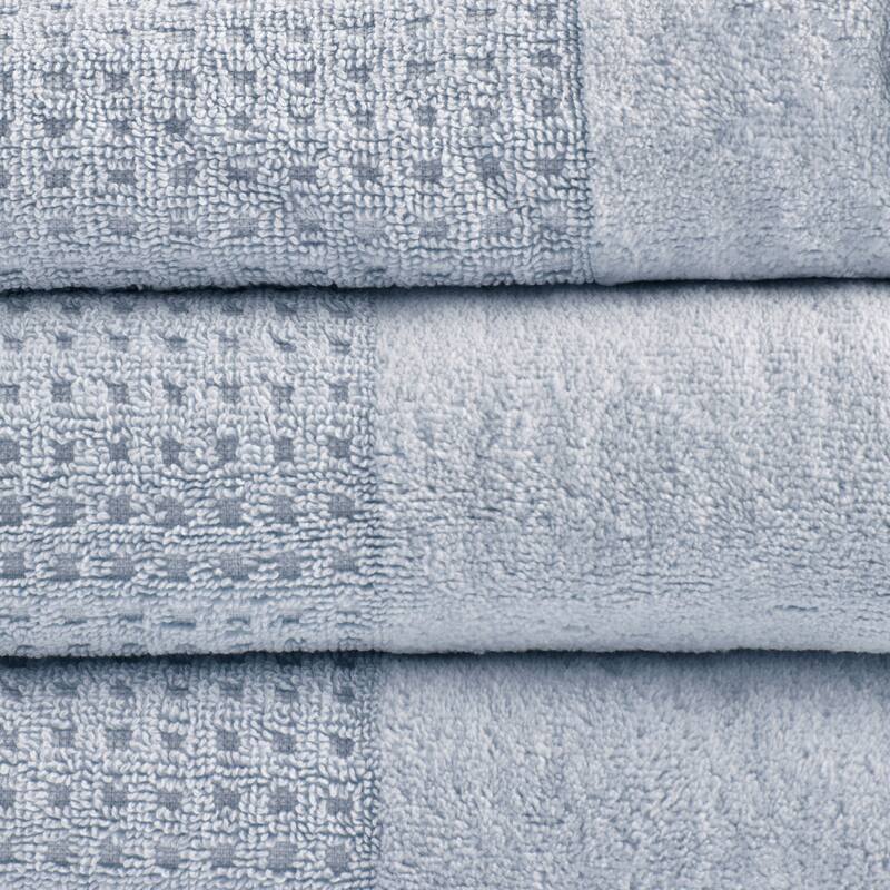 Madison Park Spa Waffle Cotton Waffle Jacquard Antimicrobial Bath Towel 6 Piece Set