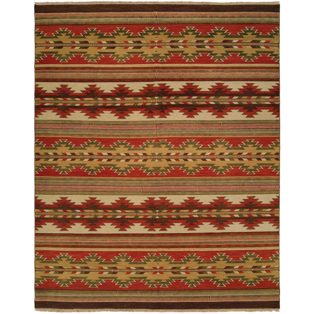 Traditional Multi-Colored Flatweave Wool Area Rug