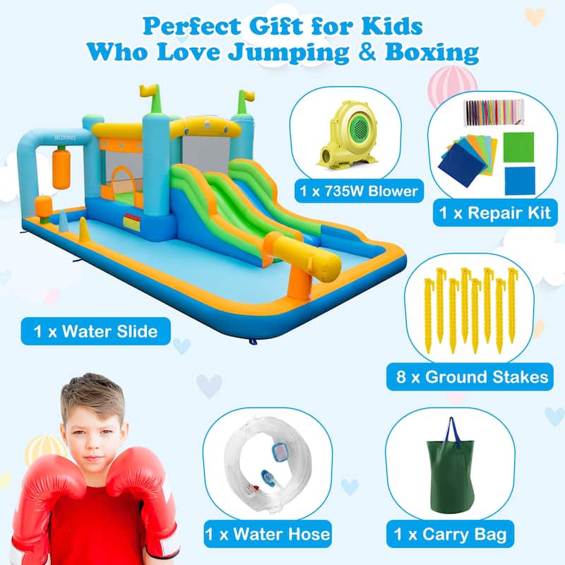 Costway Inflatable Water Slide Giant Kids Bounce House Park Splash - as pic shows - See Details