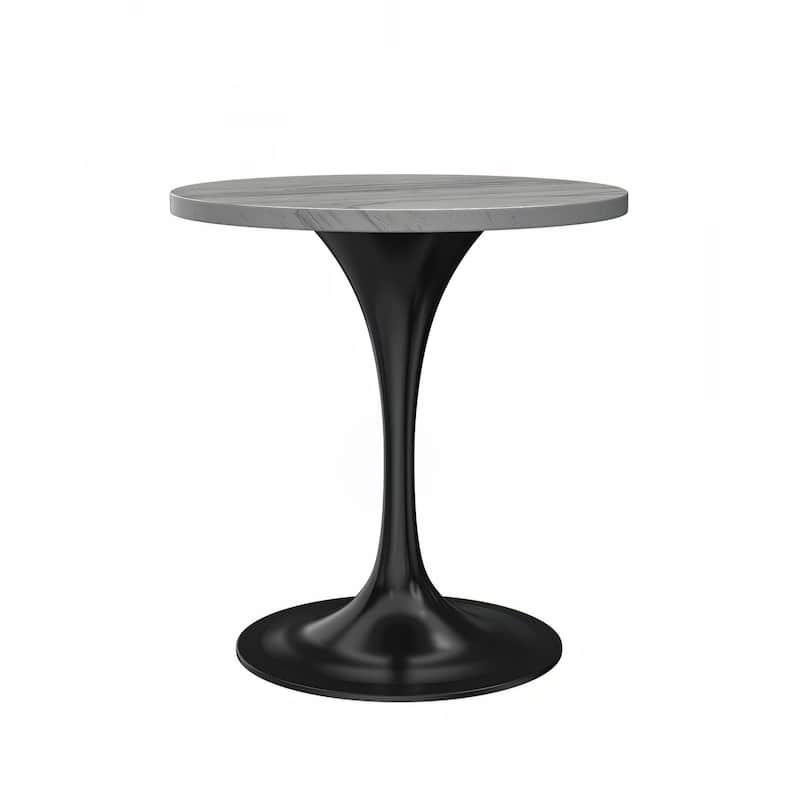 LeisureMod Verve Modern Round Dining Table with Resin TableTop and Black Pedestal Base for Kitchen & Dining Room - 27 Inch