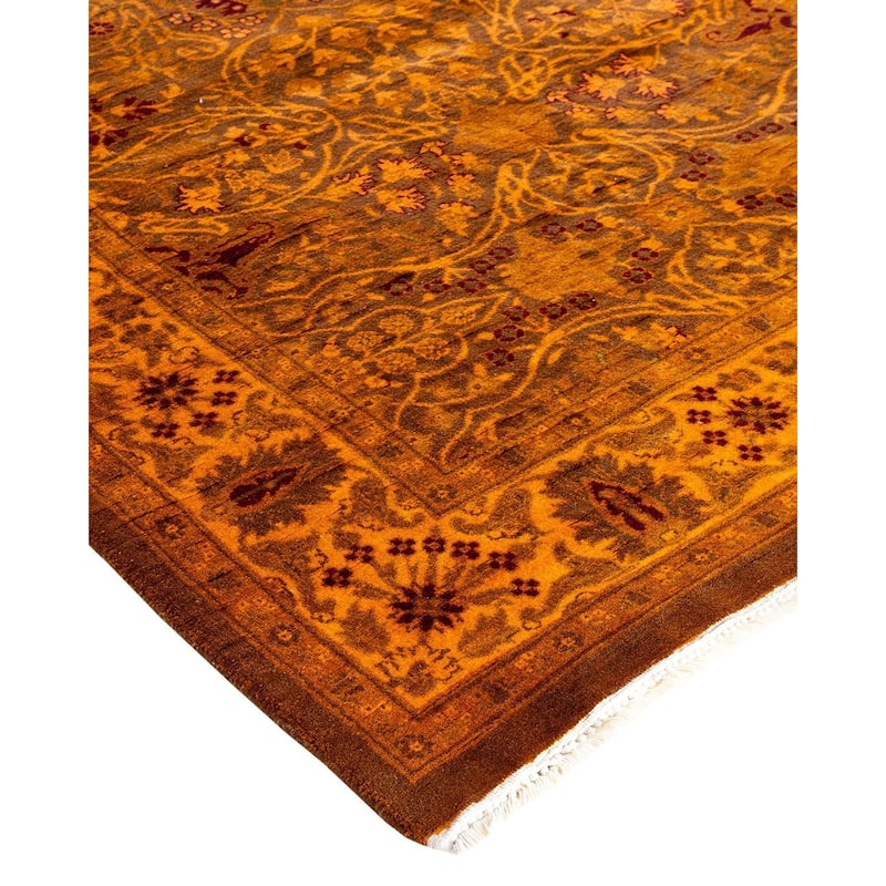 Fine Vibrance, One-of-a-Kind Hand-Knotted Runner Rug - Brown, 3' 1" x 14' 9" - 3' 1" x 14' 9"