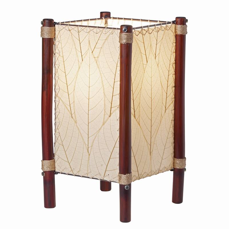 Eangee Handmade Fortune Table Lamp, Cocoa Leaves Shade, 9 x 9 x 15 in.