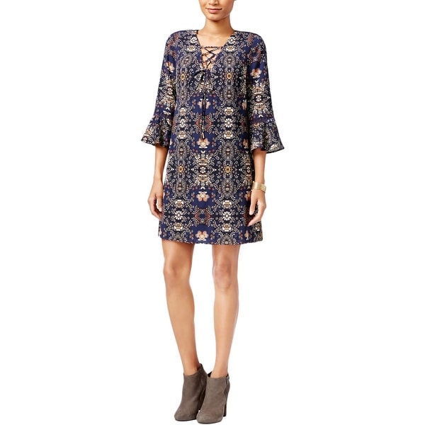 Jessica Simpson Womens Casual Dress Printed Bell Sleeves