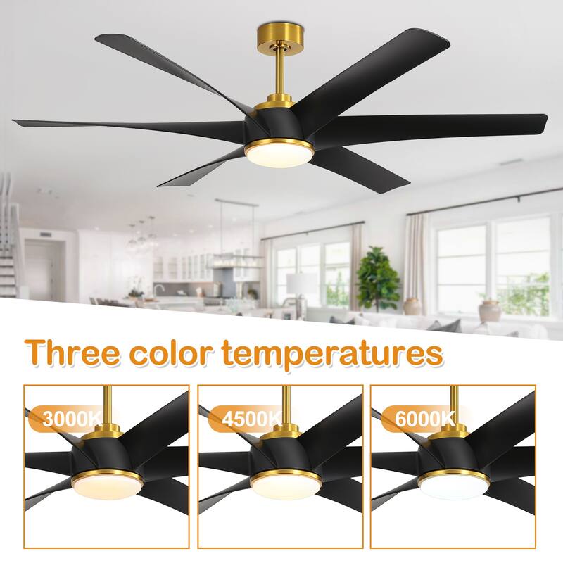 65-in Indoor Large LED Ceiling Fan with Light Remote (6-Blade)