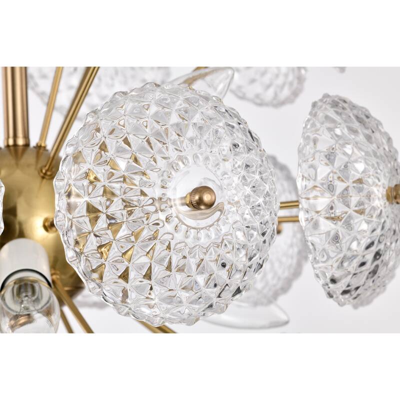 Nafli 18 Inch Texture Glass Brass Chandelier with 8 Light
